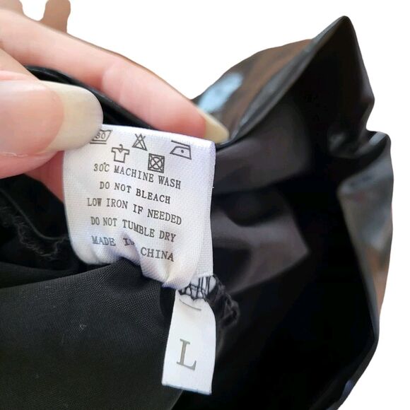 Polyester ruched fitted skinny pants with front zip, size large - Picture 5 of 6